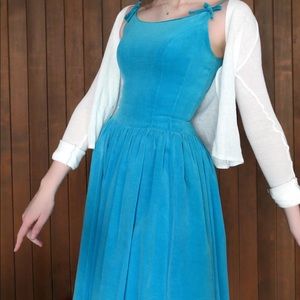 1950’s Vintage Turquoise Velvet Dress